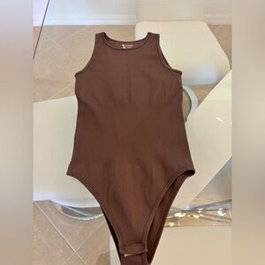 Cozy Brown Ribbed Bodysuit